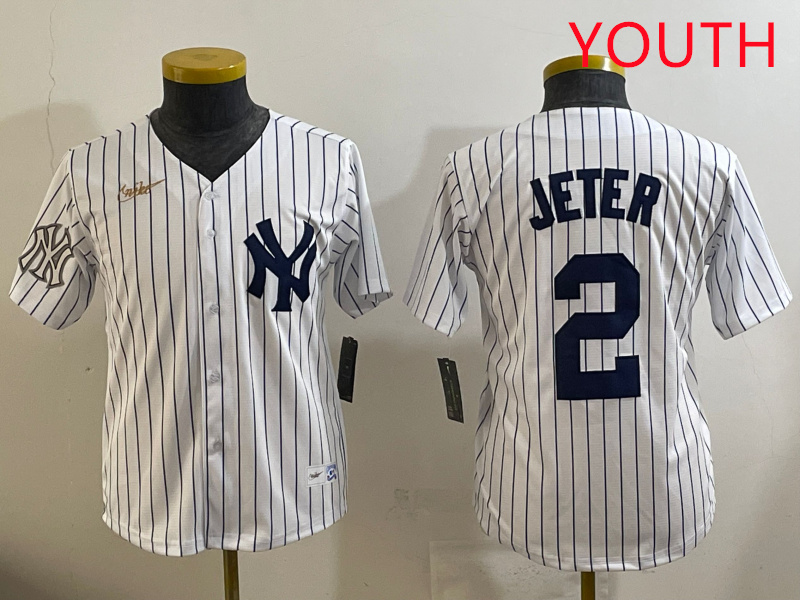 Youth New York Yankees #2 Jeter White 2025 Nike MLB jersey style 4